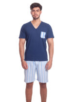 pijama-masculino-familia-em-algodao-com-bermuda-listrada-e-b