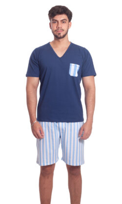 pijama-masculino-familia-em-algodao-com-bermuda-listrada-e-b